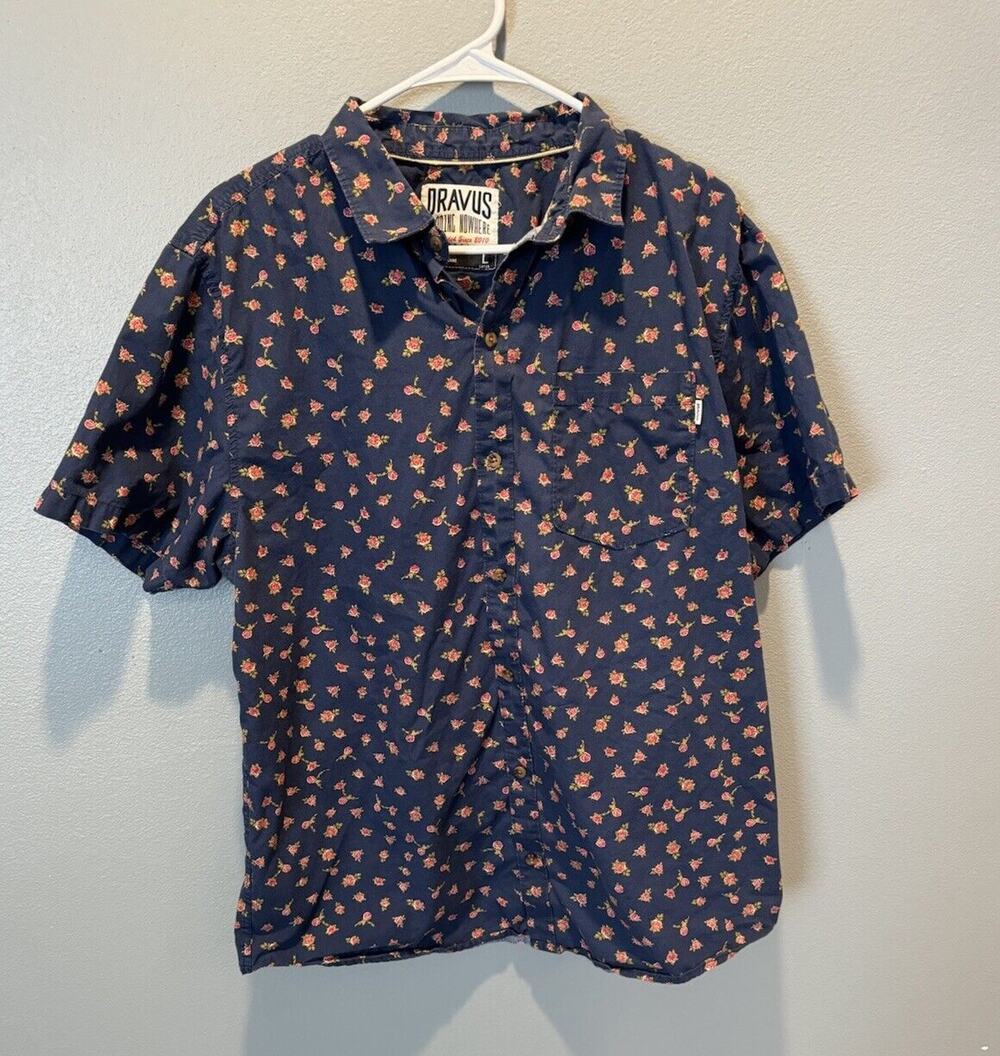 DRAVUS Short Sleeve Button Up Button Down Shirt Floral Print Mens Sz Large